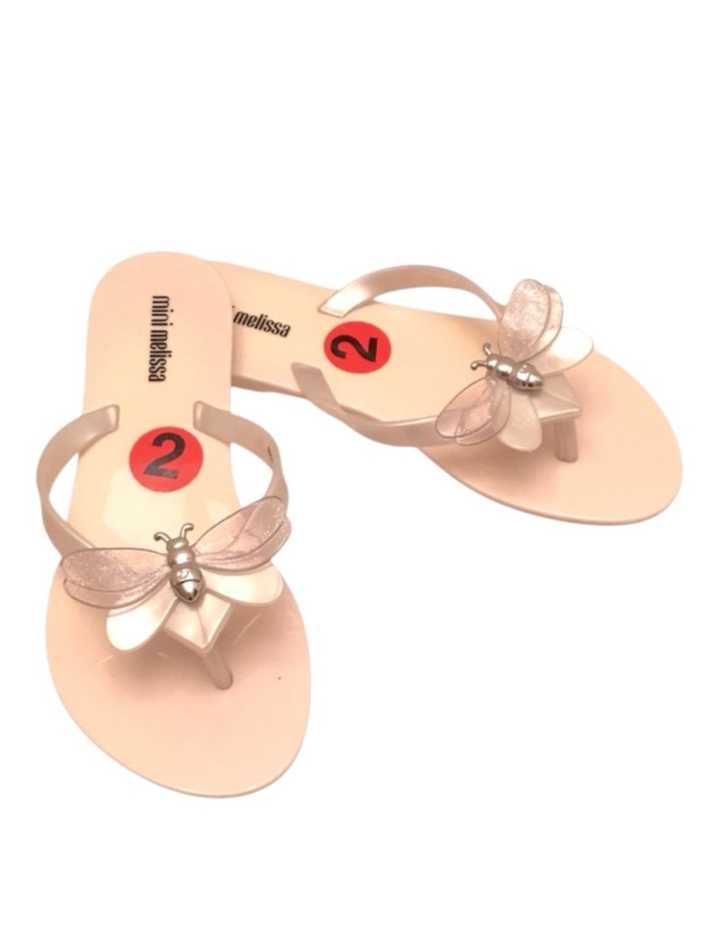 Mini Melissa Flip Flop Sandal Size 2 Harmonic Bugs Ivory Jellies